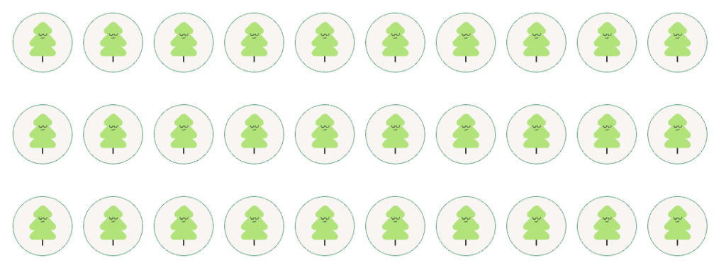 illustrierte Bäume aufgereiht um einen digitalen Wald zu verdeutlichen
