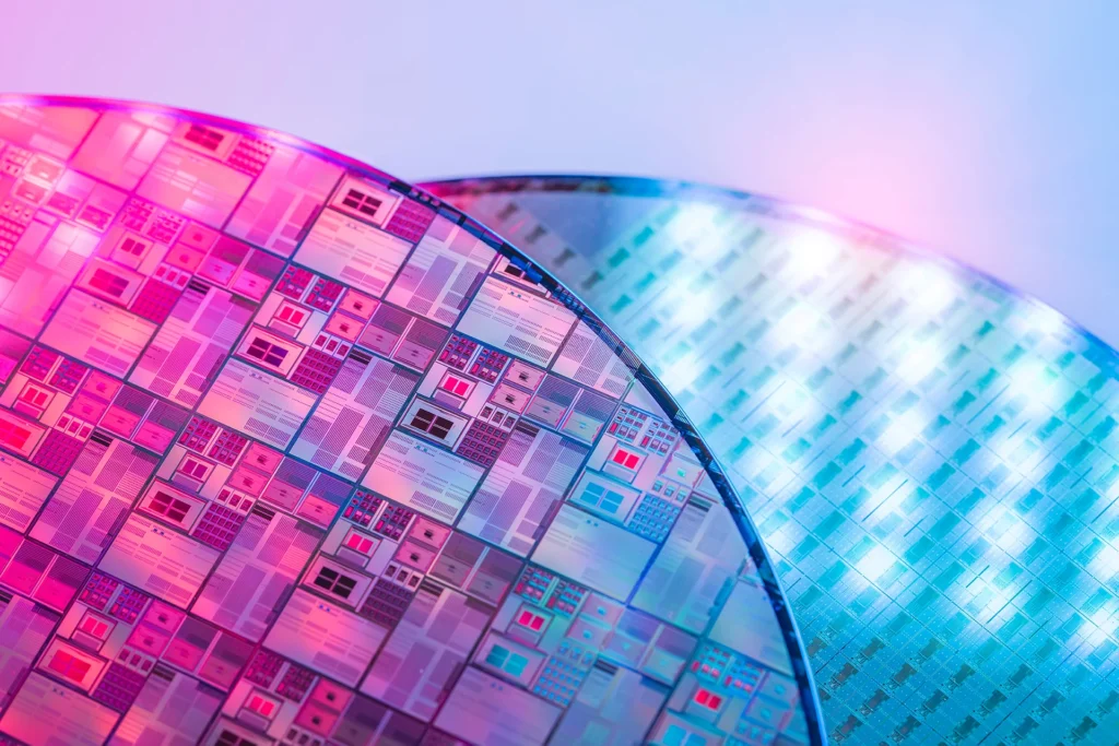 an image of two clean microelectronic Wafers